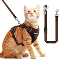 Cat Harness and Leash Set - Escape Proof Adjustable Cat Harness, Comfortable Soft Lightweight, Use Safe & Easy, Walking Travel Kitten Harness for Small Medium Large Cats, Brown, M