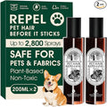 4-in-1 Pet Hair Repellent Spray, Pet Hair Dissolver & Odor Neutralize, Plant Based Enzymes, Safe for Pets, Clothes & Furniture, Refresh Pine Nut Scent, 13.52 fl oz, 2 Full Size Pack