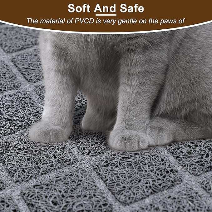 Cat Litter Mat Litter Box Mat，Litter Trapping Mat Premium Durable PVC Pad, 47 x 35 Inches Kitty Litter Box, Easy to Clean，Non-Slip，Urine Waterproof