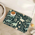 Cute Dinosaur Dog Cat Food Mat,Forest Absorbent Pet Feeding Mat with Rubber Backing,Non-Slip Water Bowl Placemat,Indoor Pet Accessories Supplies 12"x20"