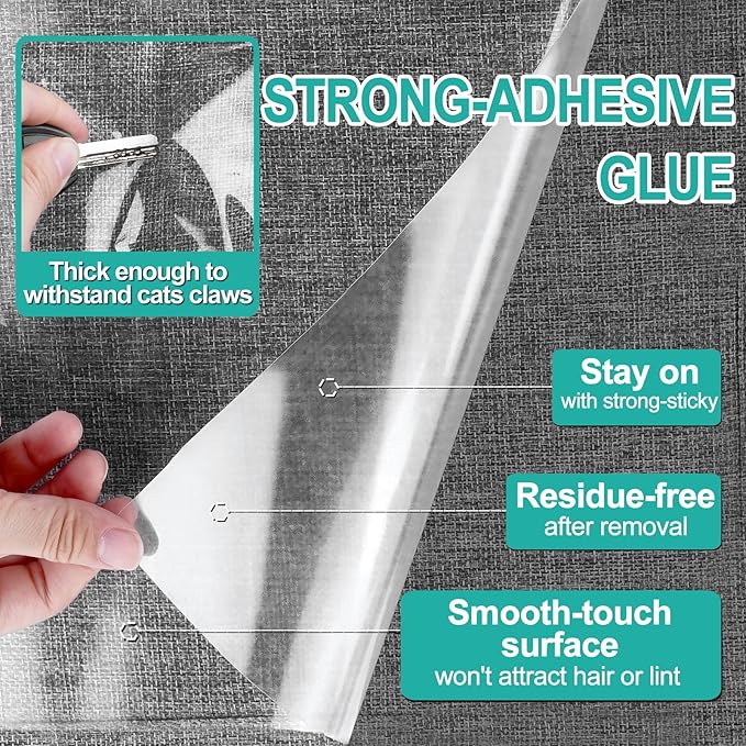 XL Heavy Duty Anti Cat Scratch Furniture Protector, 190"x17" Flexible Couch Corner Protector from Cats Claws, Single-Sided Self Adhesive Cat Scratch Deterrent Tape