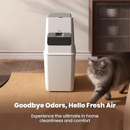 GKJ Cat Litter Trash Can | Litter Disposal Bin | Cat Litter Garbage Can Disposal System | Litter Box Trash Can | Includes 1 roll of 16 Easy Tear-Off Bags