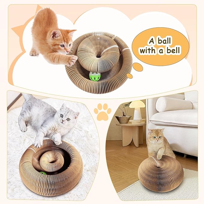 Kitty Kurlz Cat Toy, Reversible Infinity Style Magic Organ Cat Toy Made from Recycled Corrugated Cardboard Long Lasting (C-Shaped（2pcs）).