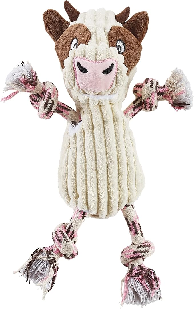 Outward Hound Ranch Roperz Cow Plush Squeaky Dog Toy