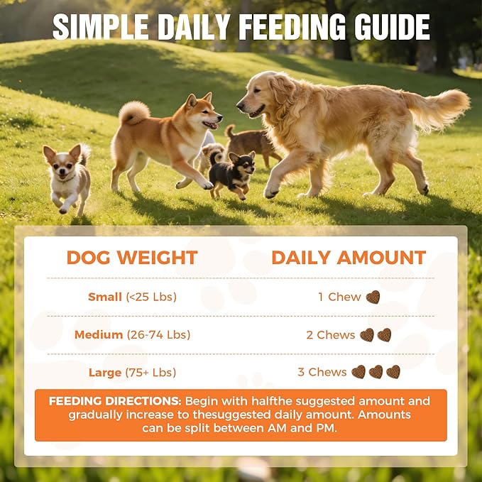 8-in-1 Dog Multivitamin Soft Chews - Glucosamine for Joint Support, Probiotics for Gut Health, Omega-3 for Skin and Coat - Daily Health Supplement for All Breeds