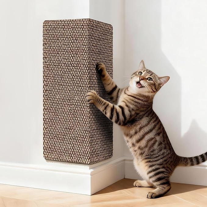 Wall Cat Scratcher for Indoor Cats,23.6x11.8”Corner Cat Scratcher,Cat Scratch Pad Furniture Protector for Door & Wall,Couch, Durable Cat Scratching Board Easy Mount(Deep Brown, 23.6”x11.8”)