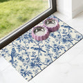 Dog Cat Food Mat - Absorbent Quick Dry Dog Bowl Mats for Food and Water, Anti Slip Cat Feeding Placemat for Floors, Diatomite Pet Dish Matts Accessories Supplies, Floral Bird Style, 17*30in