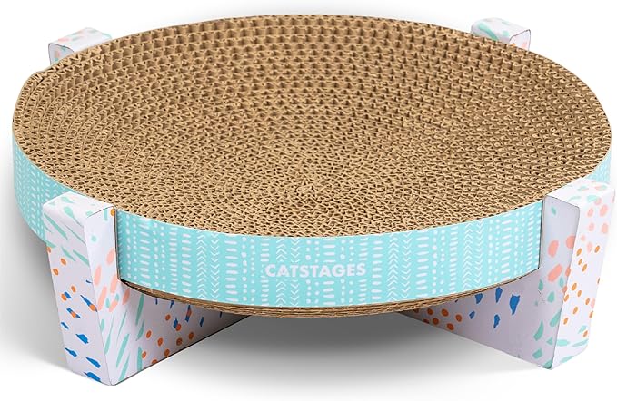 Catstages Scratch, Snuggle & Rest – 2‑in‑1 Indoor Cat Scratcher & Elevated Cat Lounger, Catnip Included
