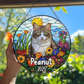 Custom Dog Portrait Art Suncatcher Stained Glass Remembrance Gift Indoor Decor Window Hanging Cat Bereavement Keepsake Loss of Pet Sympathy with Name Date Portrait Gifts