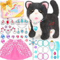 Tagitary Plush Cat Toy Can Repeats What You Say,Stuffed Interactive Cat Talking Musical Toys with Princess Pretend Jewelry Toy, Kids Dress Up Play Set Christmas Birthday Gift Party Favors for Toddlers