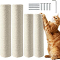 4 Pack Cat Scratching Post Replacement, 15.7 x 3.1 Inch Sisal Poles with M8 Screws, Refill Parts for Indoor Cat Towers and Furniture Repair-White