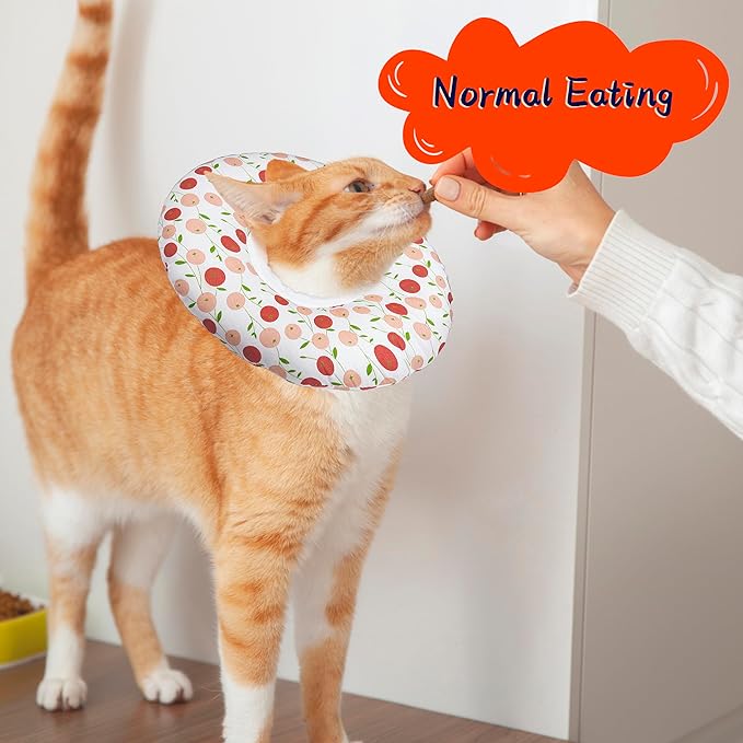 Seyezo Soft Cat Recovery Cone, Adjustable E Collar for Small to Large Cats, Anti-Lick Wound Healing Collar for Kittens (Pink Cherry, Large)