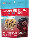 Charlee Bear Original Crunch Dog Treats, Turkey Liver and Cranberries, 16 Ounce Resealable Bag, Low Calorie Training Treats for Dogs, Limited Ingredient, Healthy, Crunchy Dog Snacks, Made in USA