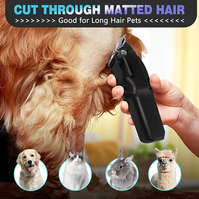 Professional Dog Grooming Clippers for Thick Coat - Dog Hair Trimmer for Grooming- Sheep Shears for Thick Hair – Pet Grooming Clippers for Dogs, Cats, Sheeps, Horse (Black Cordless)