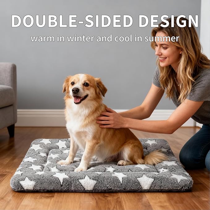 Dog Bed Mat - Comfortable Kennel Pad, Multi-Purpose Crate Bed & Mat for Dogs & Cats – Soft Crate Pad for Dog & Cat (Gray, M(30"x20"x1.5"))