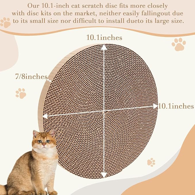 Round Cat Scratcher Replacement Pads -Circle Cat Scratcher Pad Cardboard Cat Scratchers Refill 10 inch Diameter 7/8 inch Thickness Pet Supplies, Relieves Stress, Supports Pet Behaviors, 1 Count