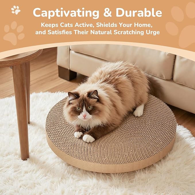 4pcs Cat Scratch Pad, Cat Scratcher Cardboard & Cat Scratching Pads - Round Cat Scratcher Refill, 10 Inch Diameter 7/8 Inch Thick cat scratchers for Indoor Cats
