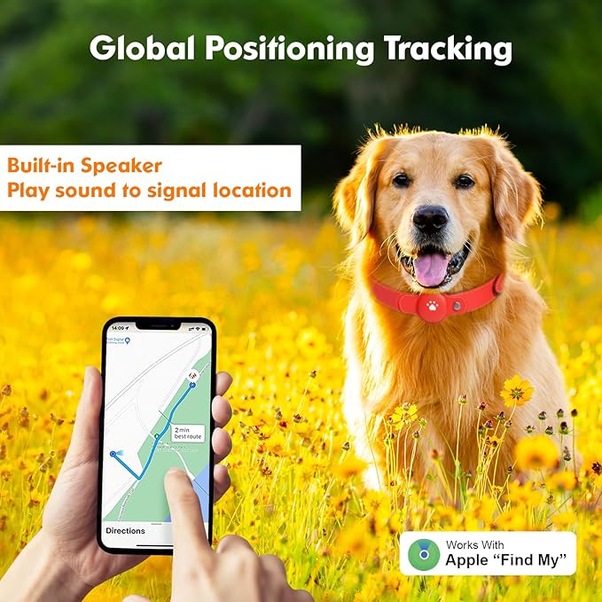2-in-1 GPS Tracker for Dogs&Cats: Smart Collar with Real-Time Location, No Monthly Fee, Unlimited Range (iOS Only) GPS Tracker Dog Collar- Ideal for Small, Medium Large Dogs(Tracker Included)