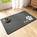 Dog Cat Feeding Mat-Absorbent Pet Bowl Mat for Food and Water, Quick Dry Water Dispenser Mat for Floors with Waterproof Rubber Backing, Large Dogs Placemat Mats for Messy Drinkers,17"x27",Dark Grey