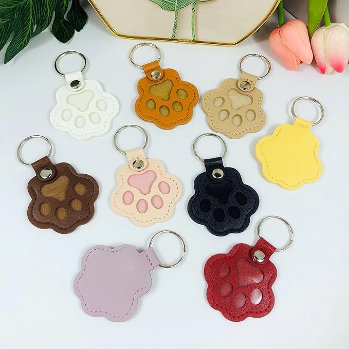 Pet Hair Storage Keychain, Dog Cat Fur Container Collector Keepsake, PU Leather Memorial Keyring, Collar Bag Charms