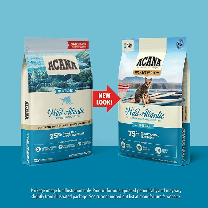 ACANA Grain-free Dry Cat Food, Wild Atlantic, Saltwater Fish with Freeze-Dried Liver, 4lb Bag