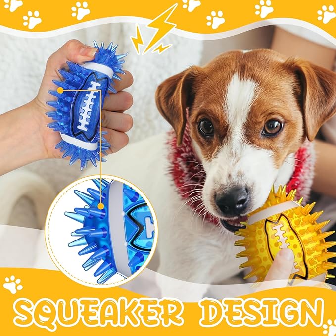 6 Pcs 4.5'' Spiky Squeaker Colorful Football Dog Toys for Medium Large Dogs Toys Heavy Duty Rubber Chew Toy for Aggressive Chewers Spiky Ball Fetch Toy for Training Clean Teeth Outdoor