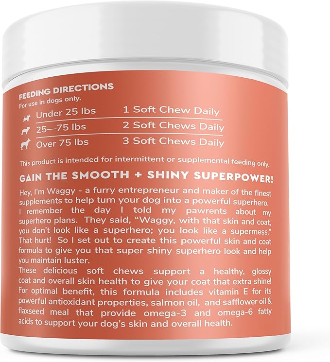 Wonder Paws Skin & Coat Supplement for Dogs with Salmon Oil, Omega 3 & 6, EPA & DHA, Promotes Healthy Skin and Coat, Itchy Relief, Joint and Overall Health, Delicious Flavor, 70 skin & coat Soft Chews