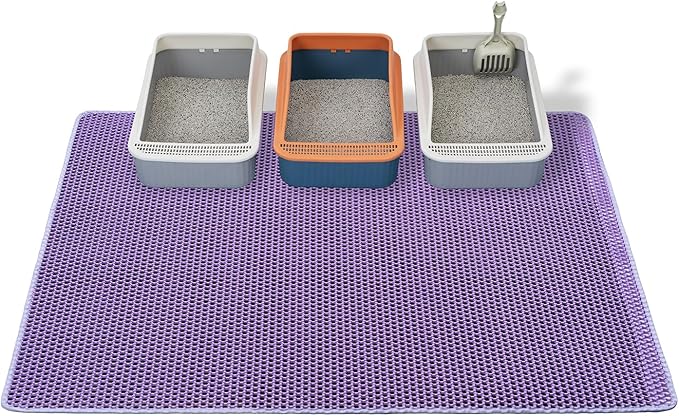 Cat Litter Box Mat-Super Large 47''x36'' Litter Trapping Mat for Cat-XXL Litterbox Matt for Floor-2 Layer Catcher Rug for Pet kitty Litterbox-Waterproof Urine Proof,Non-Slip,Purple