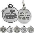 GoTags Designer Pet ID Tags in Stainless Steel for Dogs and Cats, Custom Engraved with 4 Lines of Personalized ID, Cute, Unique Pet Tags in Several Fun Designs