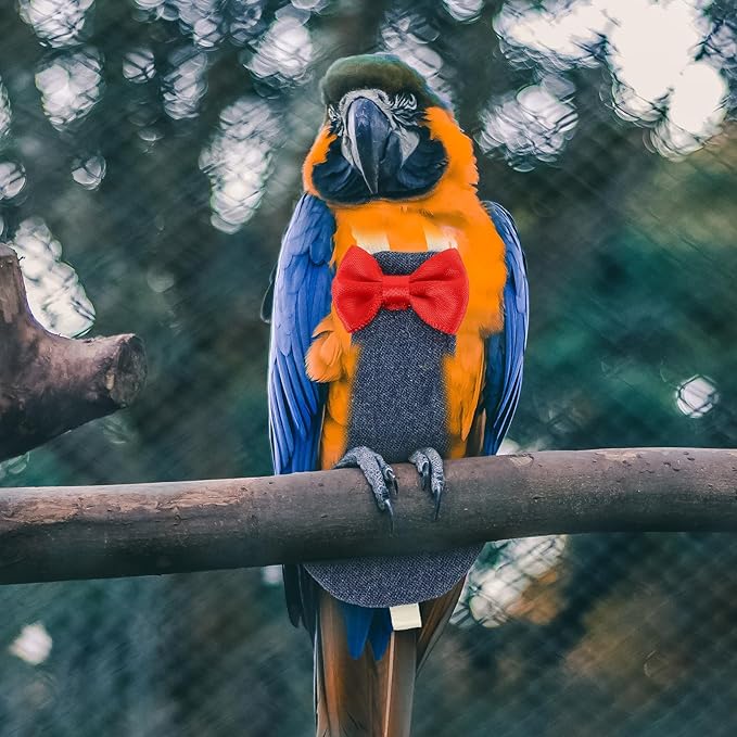 KOMBIUDA Bird Diaper Parrot Flight Suit Reusable Denim XL Size Protective Liner Clothes for African Grey and Cockatiel Outdoor Use