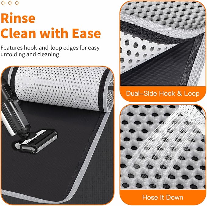 Large Cat Litter Box Mat for Cats, Double Layer Honeycomb Cat Litter Trapping Mats, Waterproof, Urine Proof,Non-Slip Litter Pad for Indoor Kitty Cat Litter Mat, Easy to Clean Grey (33.8'' x 23.6'')