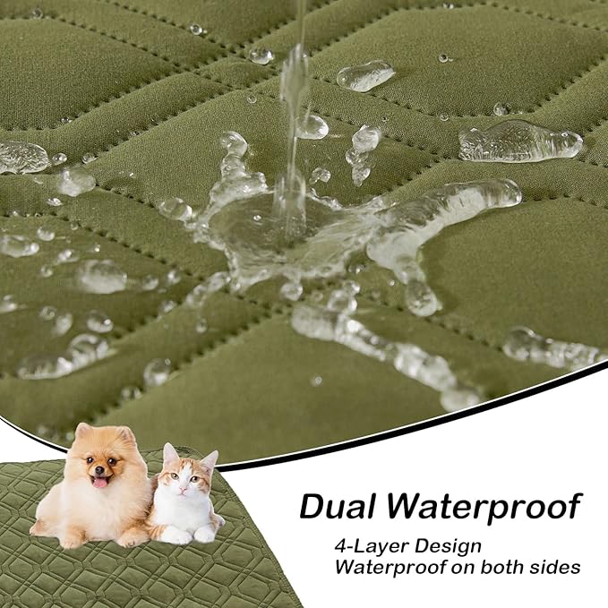 hyha Waterproof Dog Bed Blanket, Soft Pet Blankets, Waterproof Couch Cover for Dogs, Reversible Sofa Covers Washable for Furniture (40x90 Inch, Green/Navy Blue)