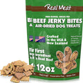 Real Meat Dog Treats - Two 12oz Bag of Bite-Sized Air-Dried Beef Jerky for Dogs - Grain-Free Jerky Treats with 95% Free-Range, Grass Fed Beef - All-Natural High Protein Treats