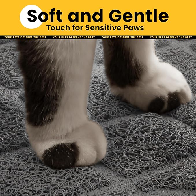 Conlun Cat Litter Mat Litter Trapping Mat, 35" x 23" Premium Durable PVC Grid Mesh with Scatter Control, Non-slip, Less Waste Cat Litter Box Mat, Soft on Kitty’s Paws, Urine Waterproof