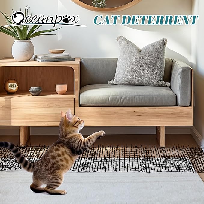 2PCS 6.5ft Scat Mat for Cats, Prickle Strips Network Digging Stopper Outdoor Spike Deterrent Mat, 78 inch x 11 inch(13FT)