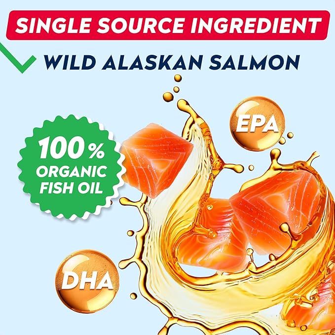 StrellaLab Wild Alaskan Salmon Oil for Dogs - Natural Omega 3 for Dogs & Cats, Itch & Allergy Relief, Skin & Coat Support - Fish Oil Liquid, EPA+DHA Fatty Acids for Hip&Joint, Immune&Heart Health 8 Oz
