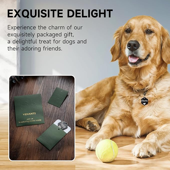 YEHANTI Dog Tags Engraved for Pets - Personalized Dog Tags with Lovely Icons, Durable Stainless Steel Pet ID Tags for Small Large Dogs Cats, Hexagon Custom Dog Name Tags Engraved on Both Sides, Large