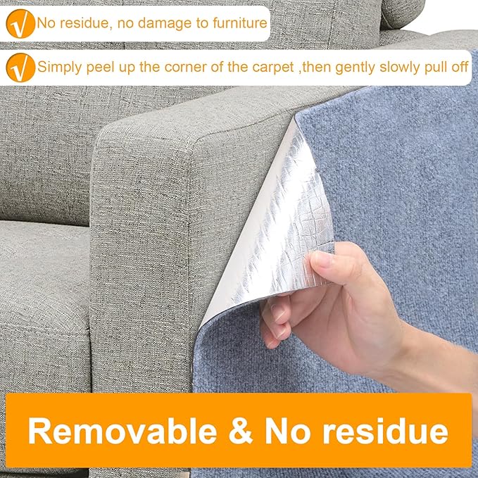 Cat Scratching Mat, Trimmable DIY Self-Adhesive Anti Scratch Furniture Protector, Climbing Wall Carpet, Couch Protector, Scratcher Scratching Pad Post Replacement (Light Grey, 78.7"x15.8")