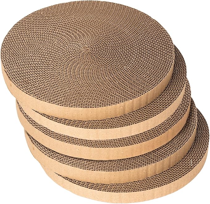 Round cat Scratcher Refill 10 inch Diameter 7/8 inch Thickness Scratcher Replacement Pads cat Scratching Board Circle Cat Cardboard Scratcher for Indoor Cats cat Scratch pad(5pcs)