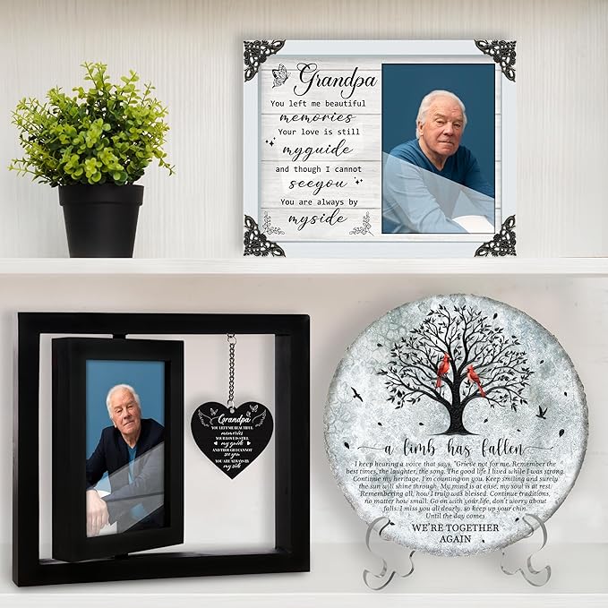 Lost Grandpa Memorial Picture Frame - Sympathy Gifts, Personalized 4x6 Photo Wooden Frame Bereavement Remembrance Condolences In Loving Memory, Passed Away Gifts Home Decor HR1-GP-BLA