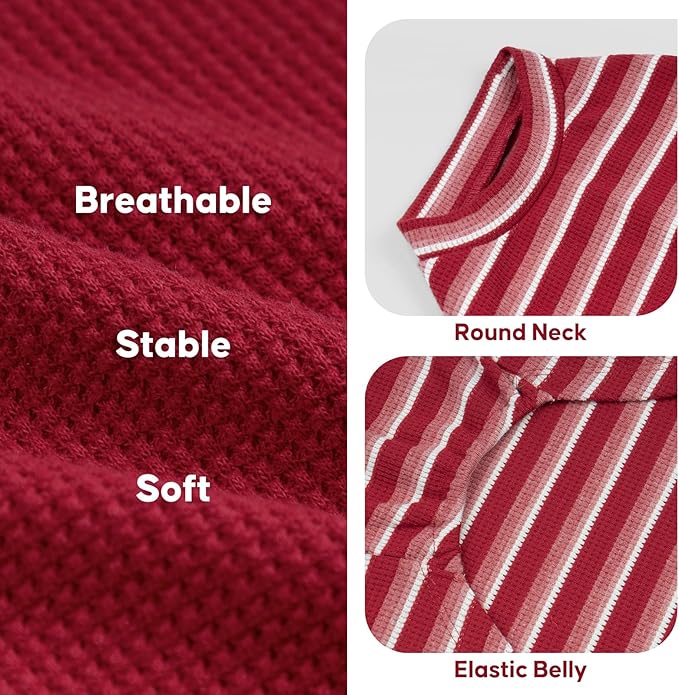 KYEESE 2Pack Waffle Dog Shirts for Small Dogs Stretchy T-Shirts Lightweight Tank Top Sleeveless Striped Vest Breathable Cat Tee, Medium, Red+Striped