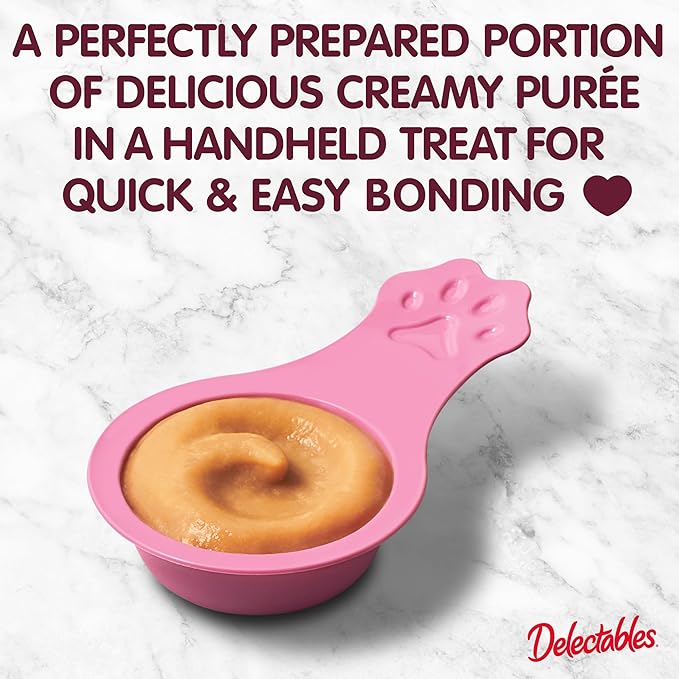 Delectables Lickable Spoon Handheld Wet Cat Treats Made with Real Chicken & Salmon, Quick & Easy Creamy Puree, Mess Free, Grain-Free, No Added Fillers, No by-Products, Variety Pack, 20ct