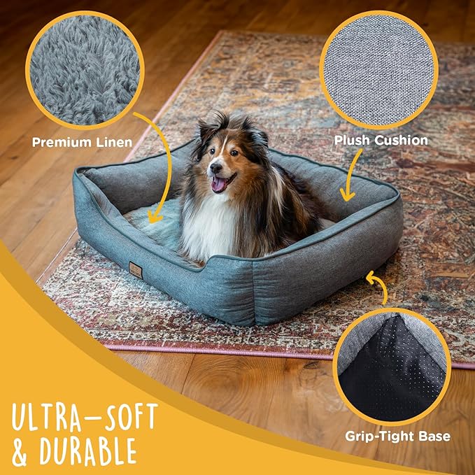 Dog Bed for Large Medium Dogs 31.5 Inch, Washable Plush Pet Sofa for Dogs & Cats, Soft Rectangle Cat Bed with Non-Slip Base