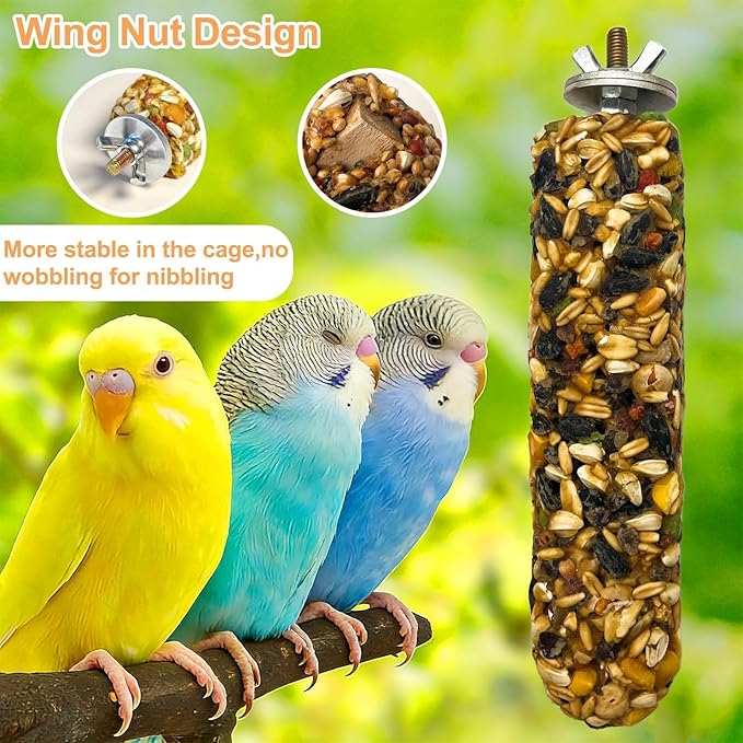 3PCS Parakeet Treat,Natural Parrots Treat Sticks,Vegetable & Grain Flavor Crunch Sticks,Bird Treats for Cockatiel Budgies Lovebirds Conure Canary Finches