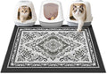 Unicorn Catcher Cat Litter Mat 40" x 30" Non-Slip Litter Box Mat Washable Litter Catcher Mat for Litter Box Indoor Food Mat Supplies Essentials, Black