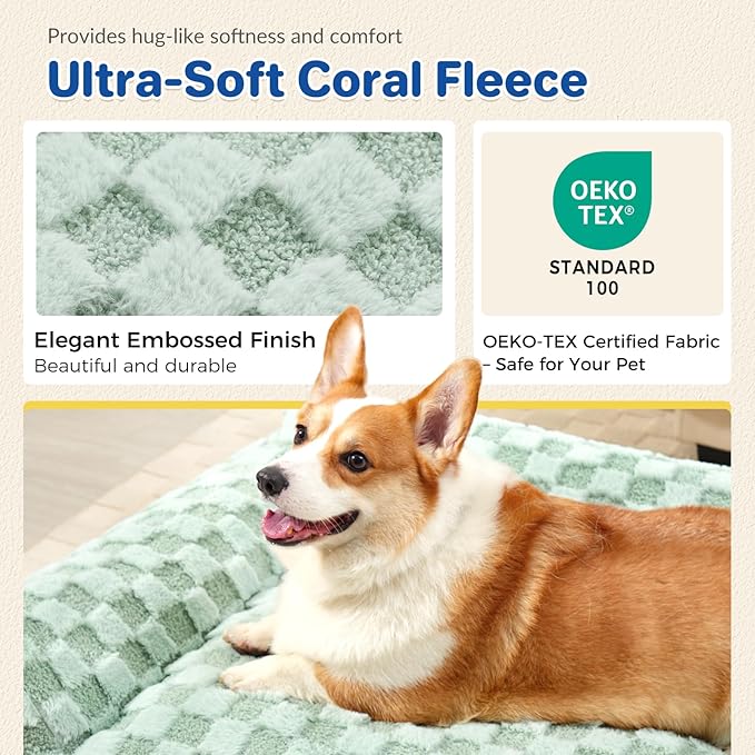 Cat Bed Cat Couch for Puppy and Kitten, Fluffy Pet Sofas Medium Dog Sofa Bed, Supportive Cats Sofa for Indoor Cats, Washable Cover & Non-Slip, 32 inch, Green