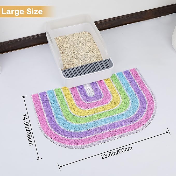 Unicorn Catcher Cat Litter Mat Quality Litter Box Mat Large Non-Slip Cat Litter Mat Litter Trapping Mat Soft Kitty Litter Mat Compatible Two Litter Boxes Cat Products Easy to Clean,Pink,M