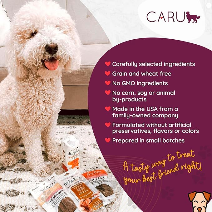 Caru - Soft n’ Tasty Baked Bites - Beef Bites Dog Treats - Flavorful Training Treats - 4 oz Bags - Pack of 3
