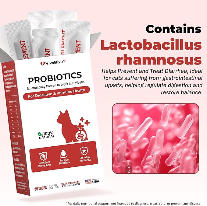 Probiotics for Cats & Digestive Support Gel – Cat Probiotic with Prebiotics, Taurine & Papain – Supports Gut Balance, Digestive Support & Immune Health – for Kittens & Adult Cats, Constipation Relief
