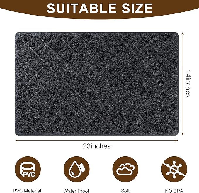 Cat Litter Mat Litter Box Mat,Litter Trapping Mat Premium Durable PVC Pad, 23 x 14 Inches, Easy to Clean,Non-Slip,Urine Waterproof,Black